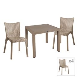 ΤΡΑΠΕΖΑΡΙΑ EXPLORE-CONFIDENT PAKOWORLD ΣΕΤ 5ΤΕΜ PP CAPPUCCINO 90X90X73,5ΕΚ
