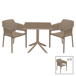 ΤΡΑΠΕΖΑΡΙΑ GROOVY-INTEGRAL PAKOWORLD ΣΕΤ 5ΤΕΜ PP CAPPUCCINO 80X80X74,5ΕΚ