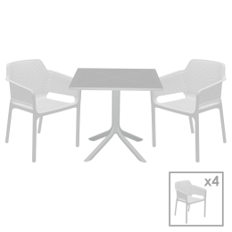ΤΡΑΠΕΖΑΡΙΑ GROOVY-INTEGRAL PAKOWORLD ΣΕΤ 5ΤΕΜ PP ΛΕΥΚΟ 80X80X74,5ΕΚ.