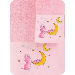 Borea Πετσέτες Σετ 2ΤΜΧ Bunny Ροζ 70 x 120 / 30 x 50 cm Ροζ