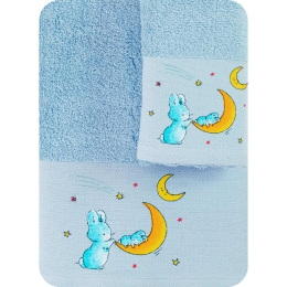 Borea Πετσέτες Σετ 2ΤΜΧ Bunny Σιέλ 70 x 120 / 30 x 50 cm Σιέλ