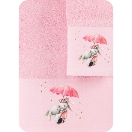 Borea Πετσέτες Σετ 2ΤΜΧ Umbrella 70 x 120 / 30 x 50 cm Ροζ