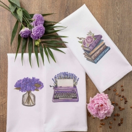 Borea Ποτηρόπανα Κουζίνας Violeta Σετ 3ΤΜΧ (3) 50 x 70 cm Λευκό