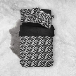 Borea Σεντόνια Εμπριμέ Σετ Zebra Υπέρδιπλα 220 x 240 cm + 240 x 260 cm + (2) 50 x 70 cm Μαύρο
