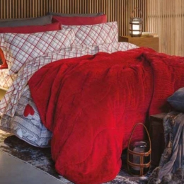 Amo la Casa Κουβέρτα Βελουτέ Πολυτελείας King Size 260Χ250 - Κόκκινη