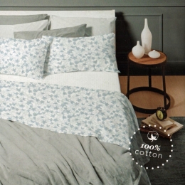Amo la Casa Σετ Σεντόνια Μονά Φανελένια με Λάστιχο 150X290 - Violet Γαλάζιο