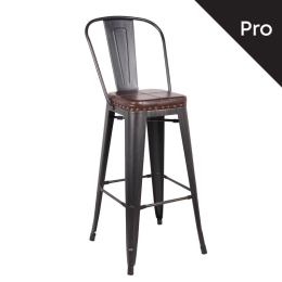 RELIX ΣΚΑΜΠΟ BAR-PRO ΜΕ ΠΛΑΤΗ, ΜΕΤΑΛΛΟ ΒΑΦΗ ANTIQUE BLACK, PU ΣΚΟΥΡΟ ΚΑΦΕ