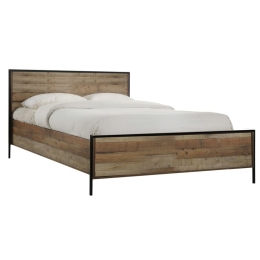 PALLET ΚΡΕΒΑΤΙ ΔΙΠΛΟ, ΓΙΑ ΣΤΡΩΜΑ 160X200CM, ΜΕΤΑΛΛΟ ΒΑΦΗ ΜΑΥΡΟ, ANTIQUE OAK