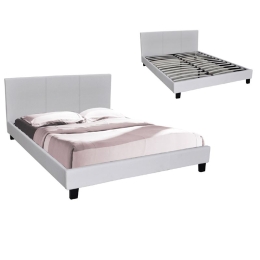 WILTON ΚΡΕΒΑΤΙ ΔΙΠΛΟ ΓΙΑ ΣΤΡΩΜΑ 140X190CM, PU ΑΣΠΡΟ