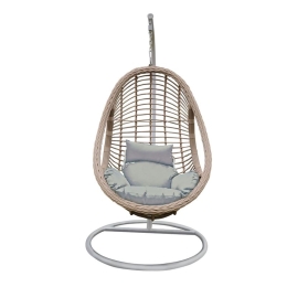 MACAN-II ΚΡΕΜΑΣΤΗ ΠΟΛΥΘΡΟΝΑ, WICKER GREY-WHITE, ΜΕΤΑΛΛΟ ΒΑΦΗ ΑΣΠΡΟ, ΜΑΞΙΛΑΡΙ ΓΚΡΙ