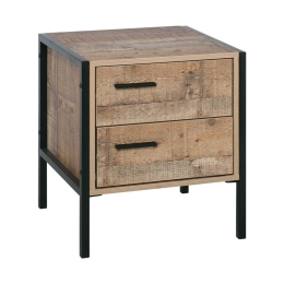 PALLET-W ΚΟΜΟΔΙΝΟ ΜΕ 2 ΣΥΡΤΑΡΙΑ ΜΕΤΑΛΛΟ ΒΑΦΗ ΜΑΥΡΟ - ANTIQUE OAK