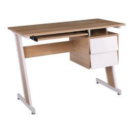 UNIT ΓΡΑΦΕΙΟ Η/Υ ΜΕΤΑΛΛΟ ΒΑΦΗ ΑΣΠΡΟ, MELAMINE ΑΠΟΧΡΩΣΗ SONOMA