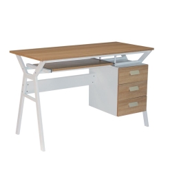 UNIT ΓΡΑΦΕΙΟ Η/Υ ΜΕΤΑΛΛΟ ΒΑΦΗ ΑΣΠΡΟ, MELAMINE ΑΠΟΧΡΩΣΗ SONOMA