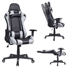 BF8000 GAMING ΠΟΛΥΘΡΟΝΑ ΓΡΑΦΕΙΟΥ, ΑΝΑΚΛΙΣΗ ΠΛΑΤΗΣ ΕΩΣ 90°, PVC ΜΑΥΡΟ - ΓΚΡΙ