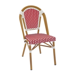 PARIS ΚΑΡΕΚΛΑ BISTRO ΑΛΟΥΜΙΝΙΟ ΦΥΣΙΚΟ, WICKER ΑΣΠΡΟ - ΚΟΚΚΙΝΟ, ΣΤΟΙΒΑΖΟΜΕΝΗ