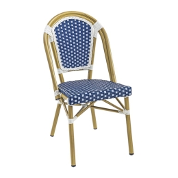 PARIS ΚΑΡΕΚΛΑ BISTRO ΑΛΟΥΜΙΝΙΟ ΦΥΣΙΚΟ, WICKER ΑΣΠΡΟ - ΜΠΛΕ, ΣΤΟΙΒΑΖΟΜΕΝΗ