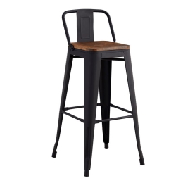 RELIX WOOD ΣΚΑΜΠΟ BAR ΜΕ ΠΛΑΤΗ,ΜΕΤΑΛΛΟ ΒΑΦΗ ΜΑΥΡΟ EXTRA MATTE, ΑΠΟΧΡΩΣΗ ΞΥΛΟΥ DARK OAK