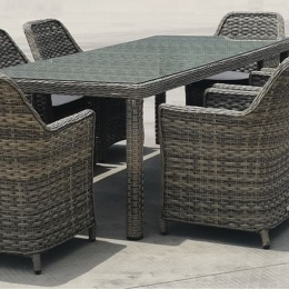 ESPERIA SET ΤΡΑΠΕΖΑΡΙΑ ΚΗΠΟΥ ALU,WICKER GREY BROWN-ΑΝΘΡΑΚΙ: ΤΡΑΠΕΖΙ 230X100 + 8 ΠΟΛΥΘΡΟΝΕΣ