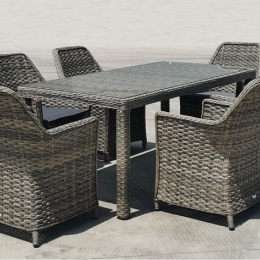 ESPERIA SET ΤΡΑΠΕΖΑΡΙΑ ΚΗΠΟΥ ALU,WICKER GREY BROWN-ΑΝΘΡΑΚΙ: ΤΡΑΠΕΖΙ 180X90 + 6 ΠΟΛΥΘΡΟΝΕΣ