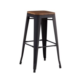 RELIX WOOD ΣΚΑΜΠΟ BAR, ΜΕΤΑΛΛΟ ΒΑΦΗ ΜΑΥΡΟ EXTRA MATTE ΚΑΘΙΣΜΑ DARK OAK, ΣΤΟΙΒΑΖΟΜΕΝΟ