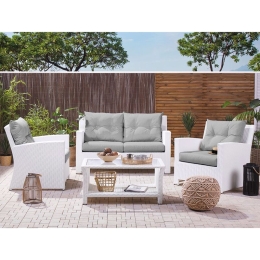 SUNNY SET ΣΑΛΟΝΙ ΚΑΘΙΣΤΙΚΟ ΚΗΠΟΥ ALU, WICKER ΑΣΠΡΟ, ΜΑΞΙΛΑΡΙΑ ΓΚΡΙ