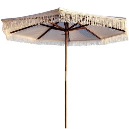 ΟΜΠΡΕΛΑ ΞΥΛΙΝΗ Φ250CM, ΠΛΕΚΤΟ ΜΑΚΡΑΜΕ ΜΠΕΖ