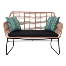 SALSA ΚΑΝΑΠΕΣ ΚΗΠΟΥ 2ΘΕΣΙΟΣ ΜΕΤΑΛΛΟ ΒΑΦΗ ΜΑΥΡΟ, WICKER ΦΥΣΙΚΟ, ΜΑΞΙΛΑΡΙ ΜΑΥΡΟ