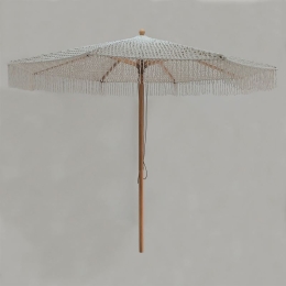 ΟΜΠΡΕΛΑ ΞΥΛΙΝΗ - ΟΞΙΑ 300X300CM, ΠΛΕΚΤΟ ΜΑΚΡΑΜΕ ΜΠΕΖ