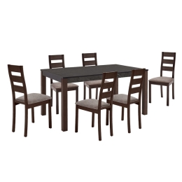 SIENNA SET (1+6) ΤΡΑΠΕΖΑΡΙΑΣ - ΚΟΥΖΙΝΑΣ, ΣΚΟΥΡΟ ΚΑΡΥΔΙ, MELAMINE GREYSTONE,ΥΦΑΣΜΑ ΜΠΕΖ