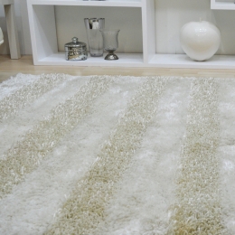 Χαλί Shaggy Lines White-Cream 170X240cm